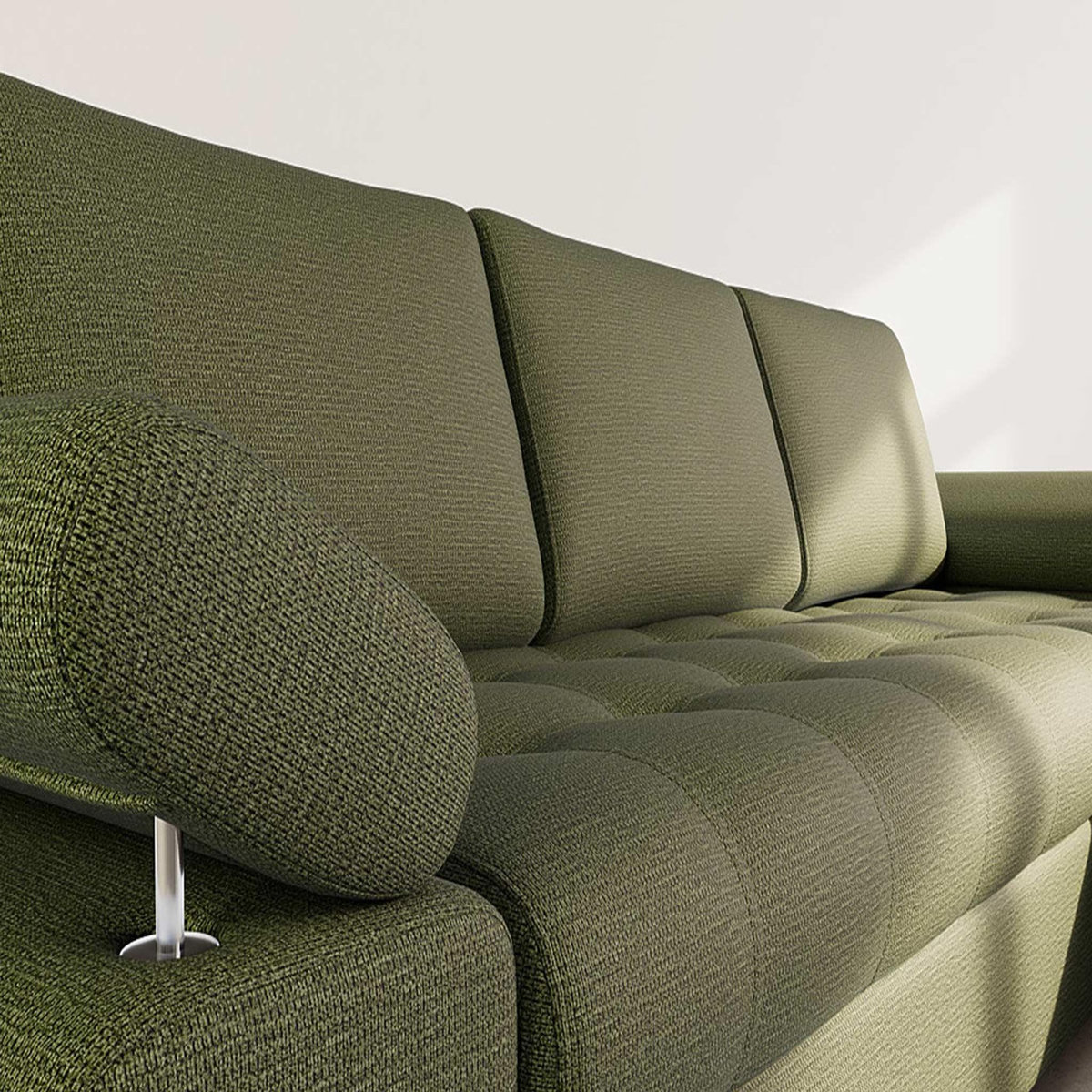 BEST MOBILIER Bianca - canapé d'angle droit 4 places convertible avec coffre en tissu texturé