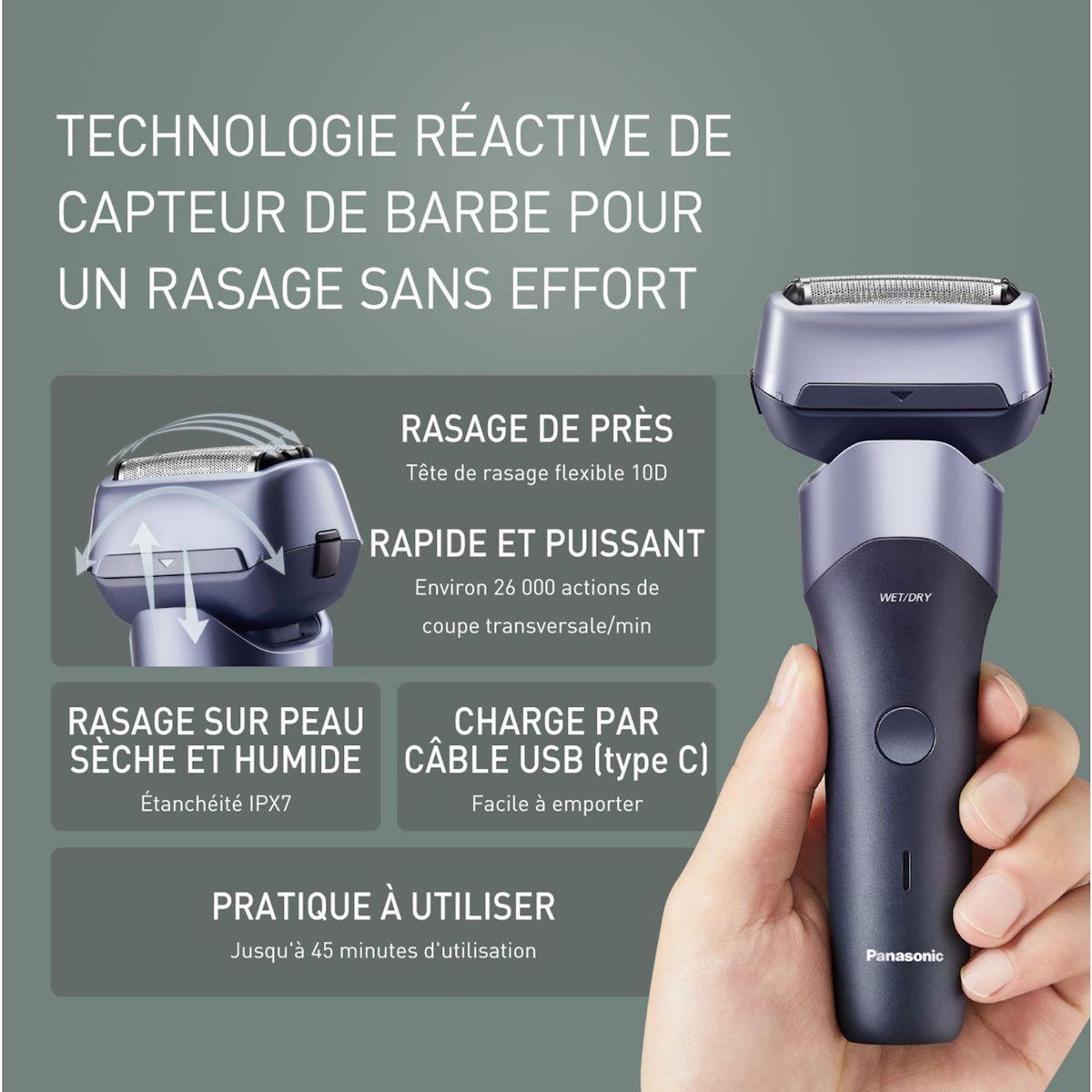 PANASONIC Rasoir électrique 3 lames ES-RM3FXK503