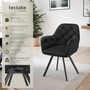 Voir la diapositive 2 : tectake Fauteuil pivotant en velours avec accoudoirs rembourré avec motif matelassé noir Lot de 6