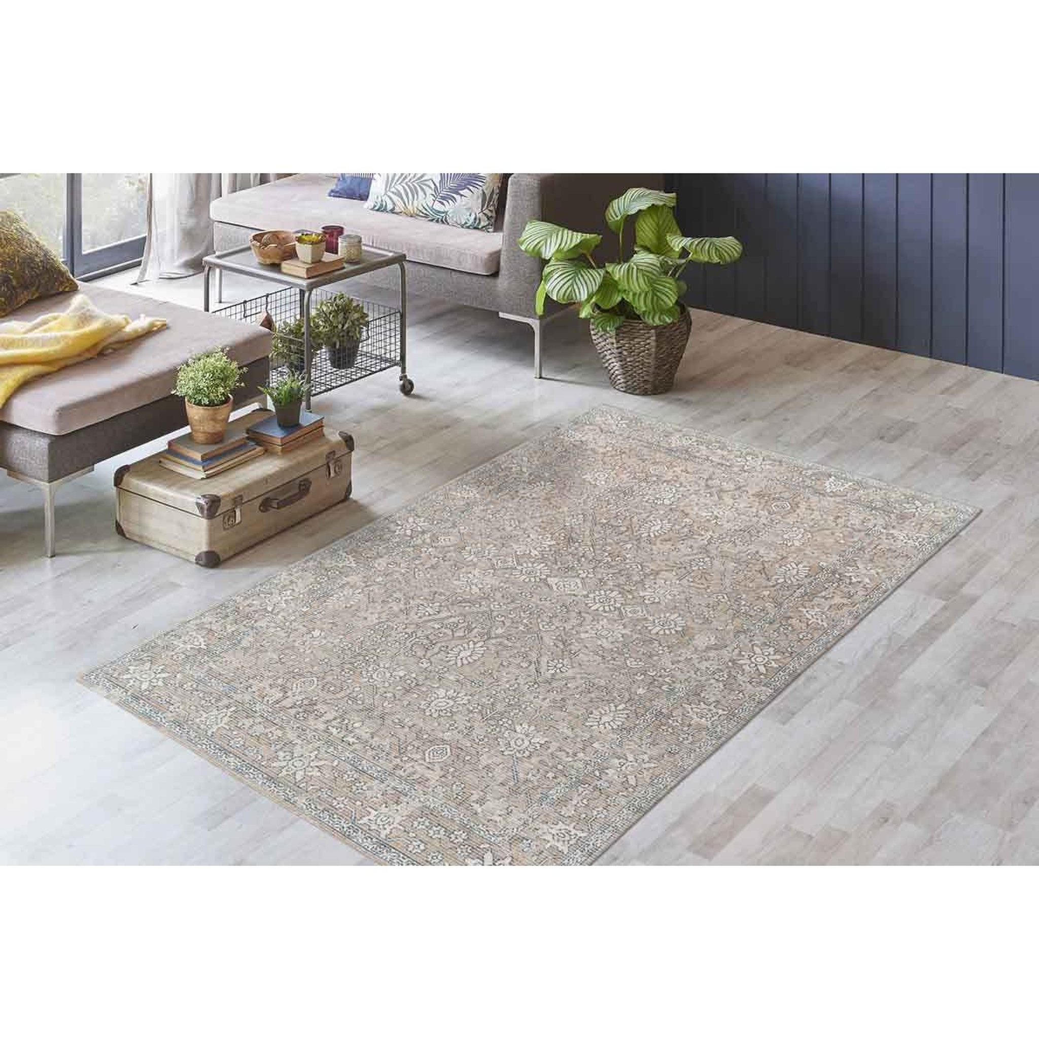 Voir la diapositive 5 : Paris Prix Tapis tissé vintage délavé  percy  kaki & beige