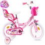 Voir la diapositive 1 : DISNEY Vélo enfants fille 14  Minnie de Disney + Casque pour enfant de 95/110 cm avec stabilisateurs - 2 freins - Panier avant - Porte poupée arrière
