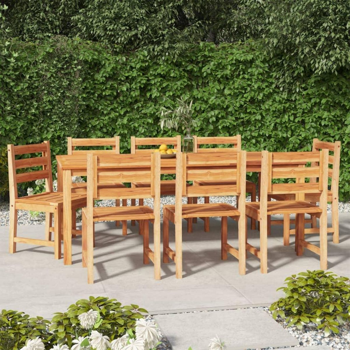 VIDAXL Ensemble a manger de jardin 9 pcs Bois de teck solide