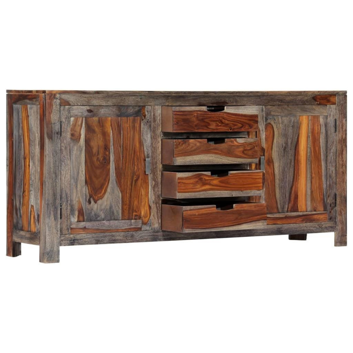 VIDAXL Buffet gris 160x40x75 cm bois de sesham massif