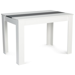 ID MARKET Table à manger rectangle ROZY 6 personnes blanche et grise 110 cm