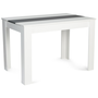 Voir la diapositive 1 : ID MARKET Table à manger rectangle ROZY 6 personnes blanche et grise 110 cm