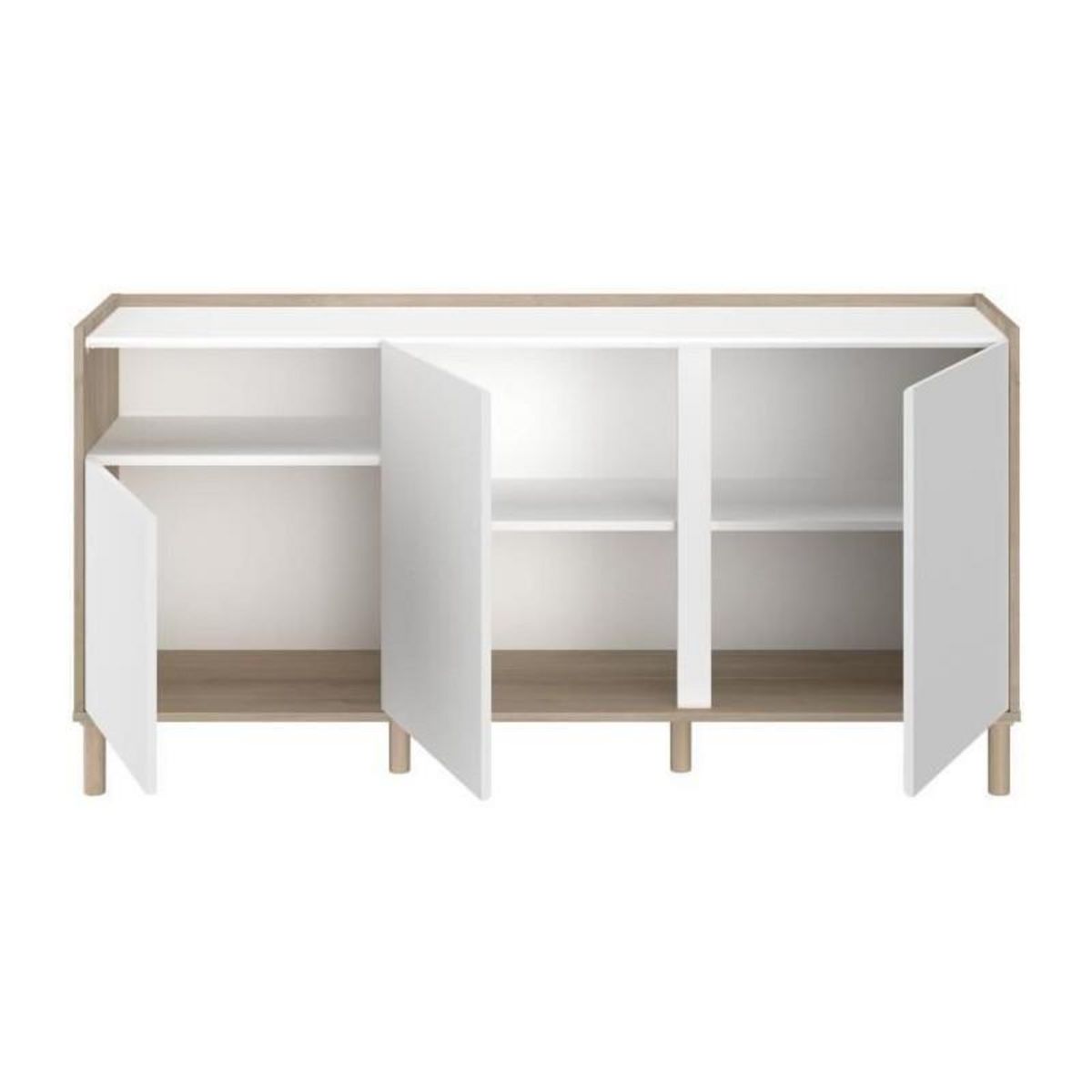PARISOT Buffet bas - MORPHOS - Décor blanc / Chene - 3 portes - PARISOT