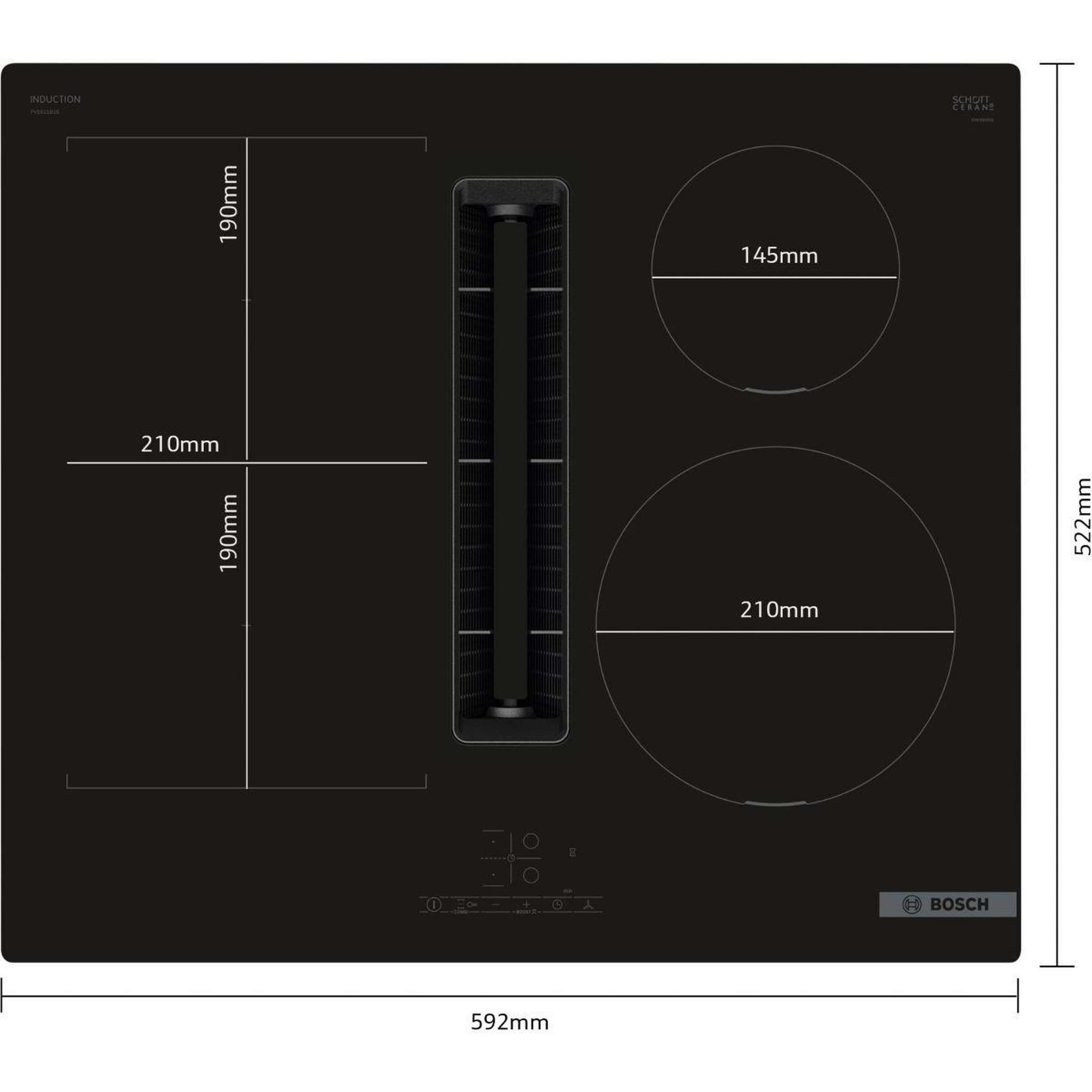 Voir la diapositive 2 : BOSCH Plaque induction aspirante pvs611b16e