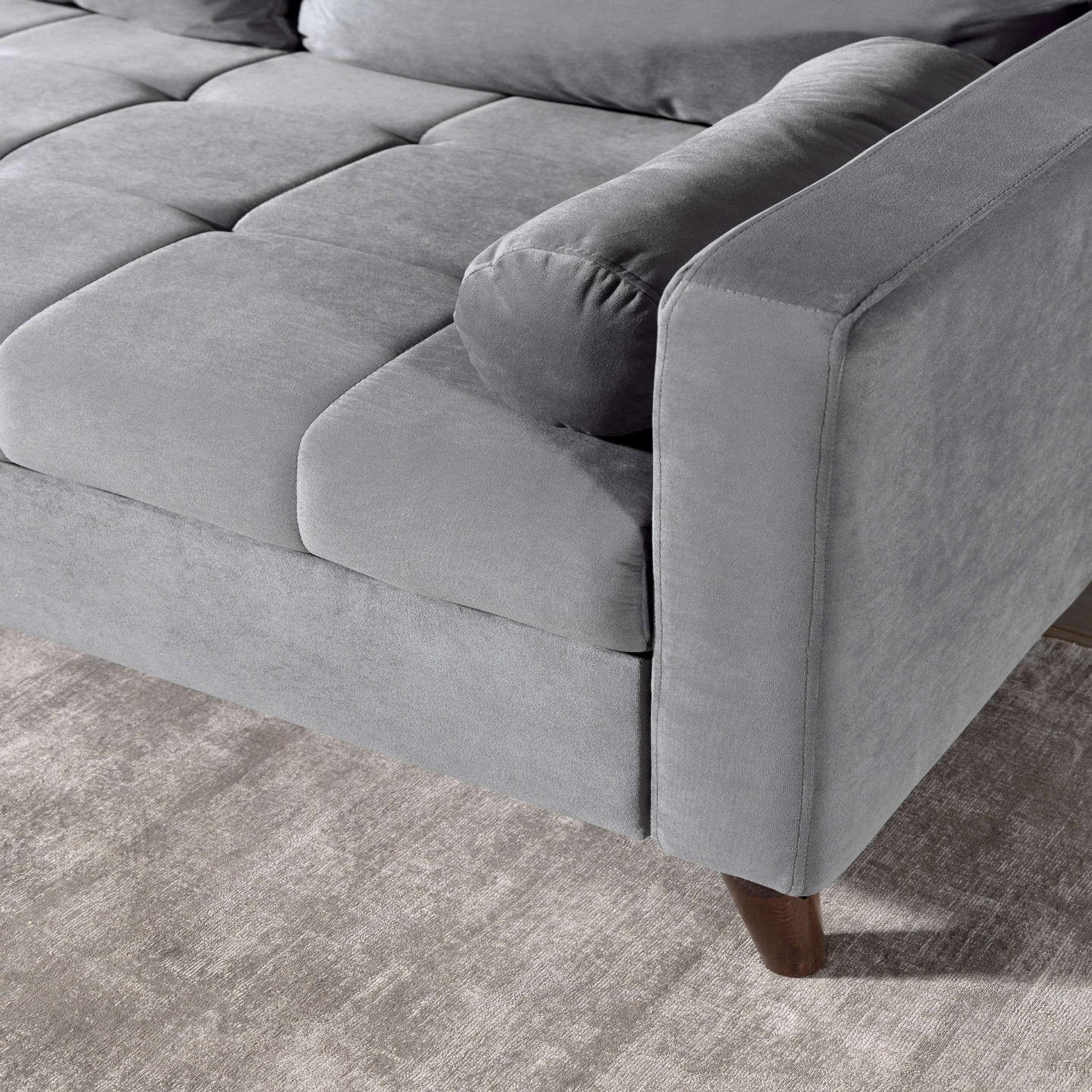 Voir la diapositive 5 : BEST MOBILIER Polar - canapé d'angle réversible convertible - en velours au design scandinave - 4 places