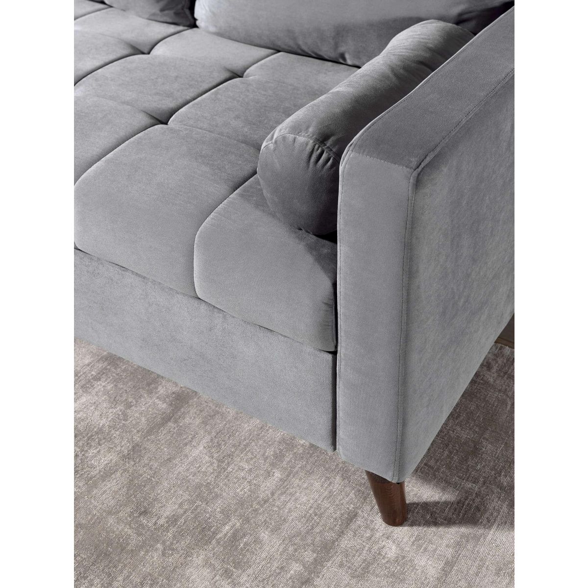 BEST MOBILIER Polar - canapé d'angle réversible convertible - en velours au design scandinave - 4 places