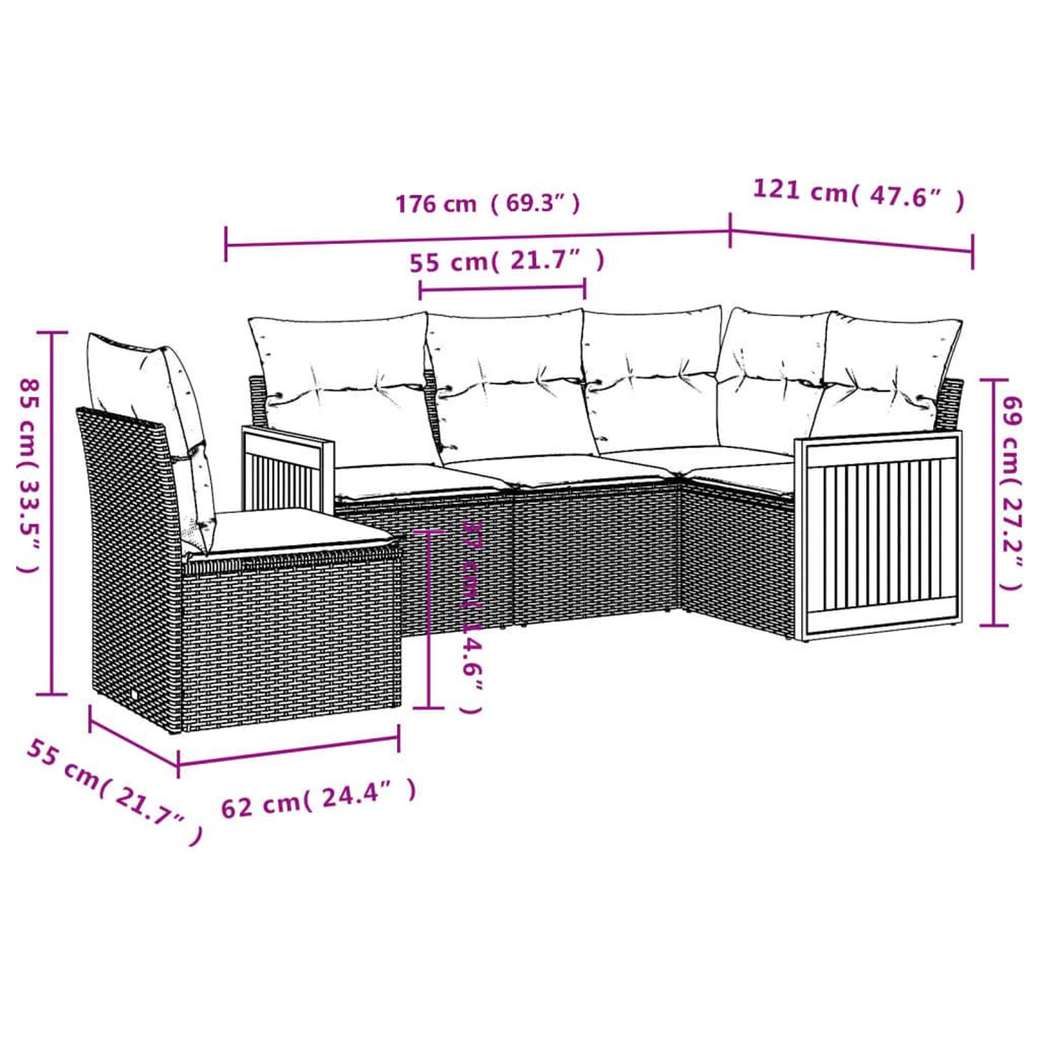Voir la diapositive 4 : VIDAXL Salon de jardin avec coussins 5 pcs beige resine tressee