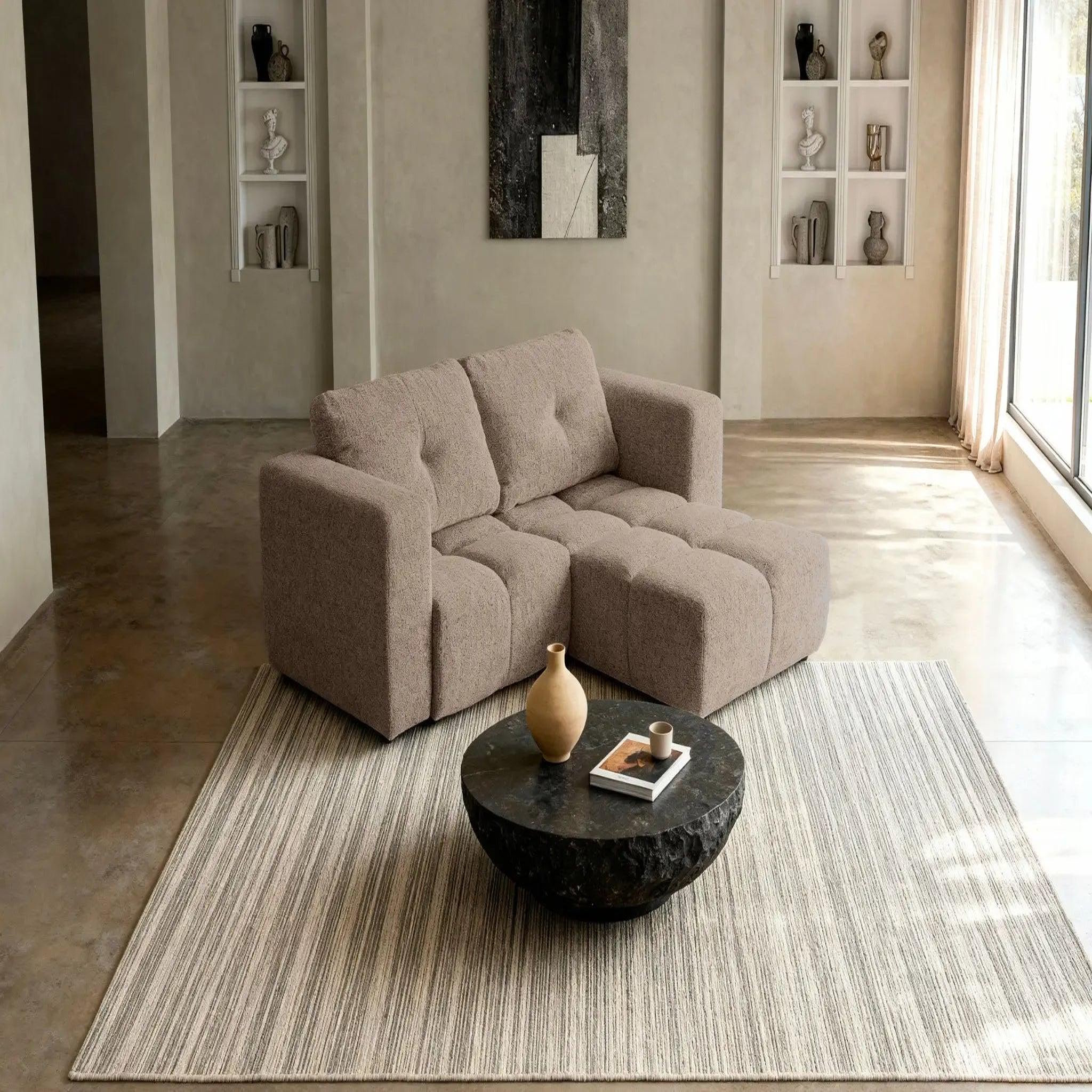 Voir la diapositive 6 : CASANOVA PARIS Romy mini - canapé d'angle convertible tissu chenille 2 places