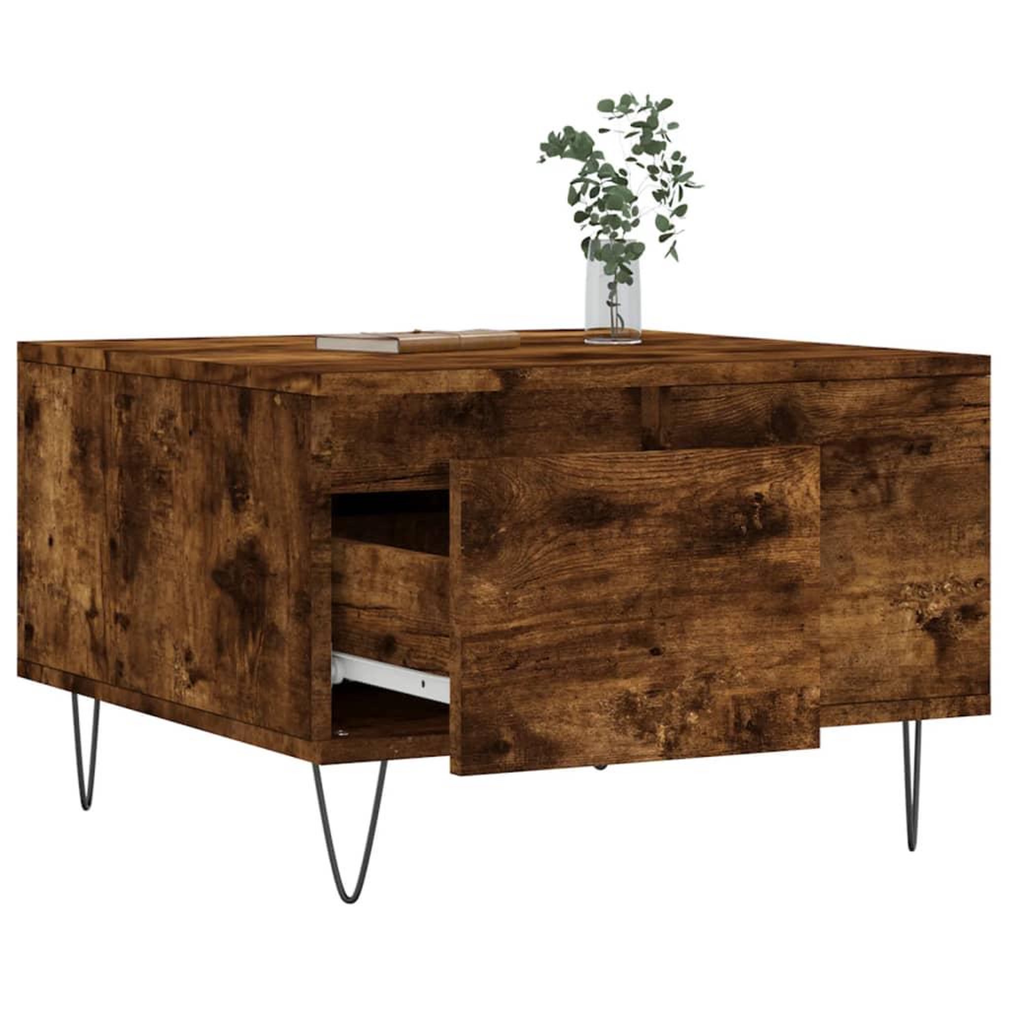 Voir la diapositive 4 : VIDAXL Table basse chene fume 55x55x36,5 cm bois d'ingenierie