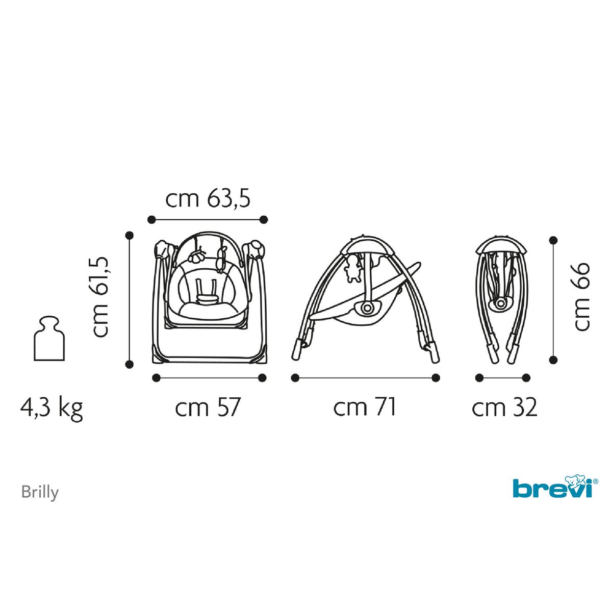 BREVI Transat balancelle musical Brilly Love natural