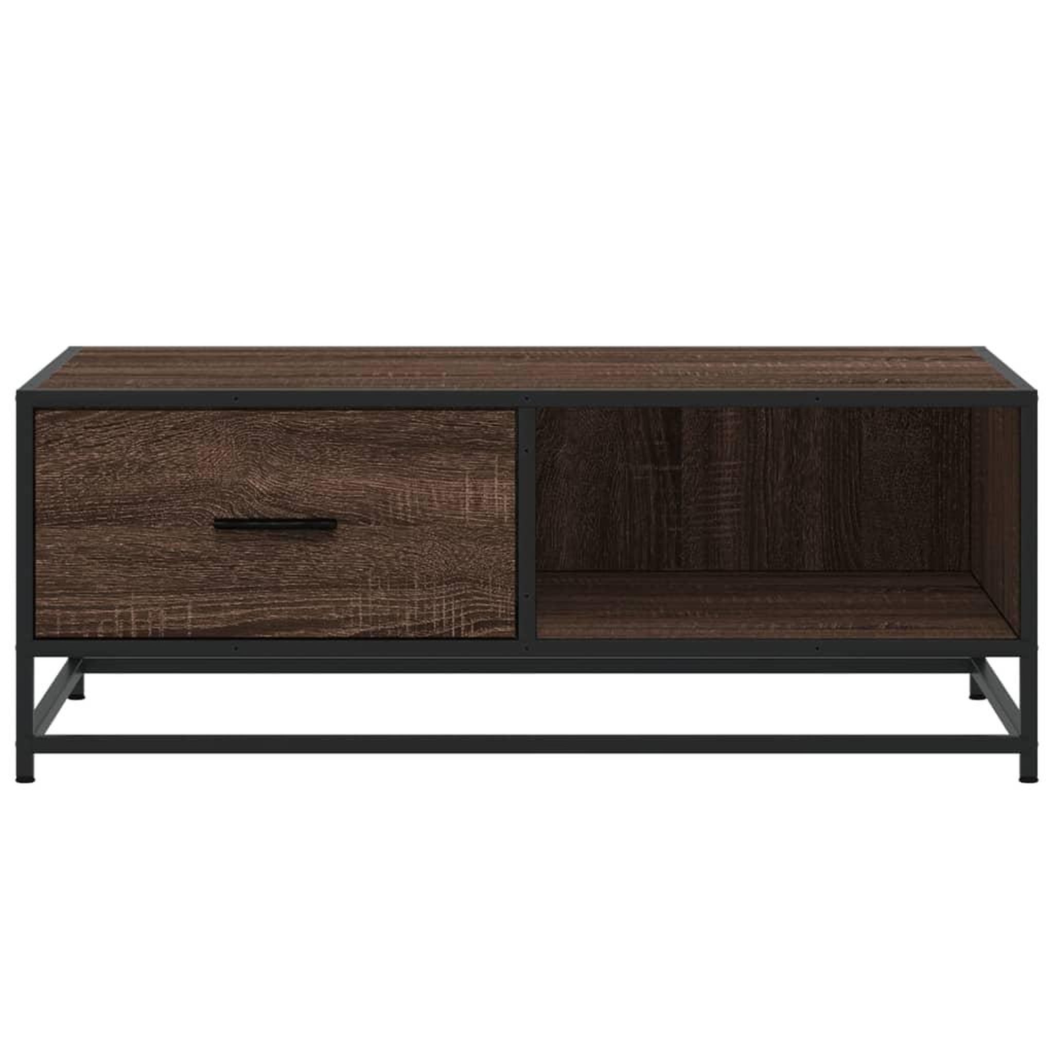 Voir la diapositive 5 : VIDAXL Table basse chene marron 90x57x35 cm bois d'ingenierie et metal