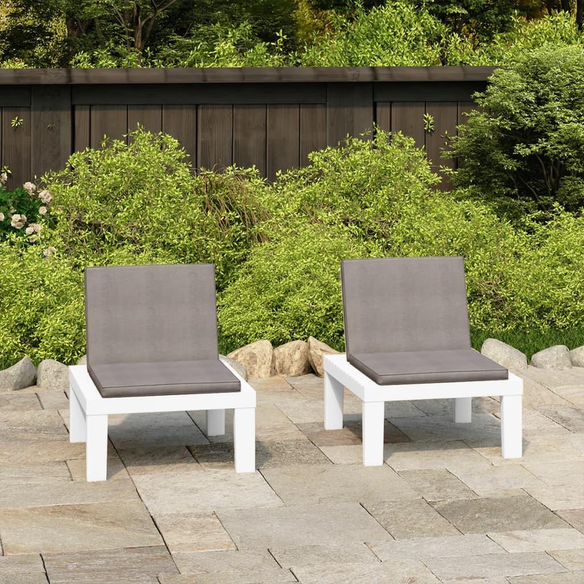 Voir la diapositive 1 : VIDAXL Chaises de salon de jardin et coussins lot de 2 Plastique Blanc