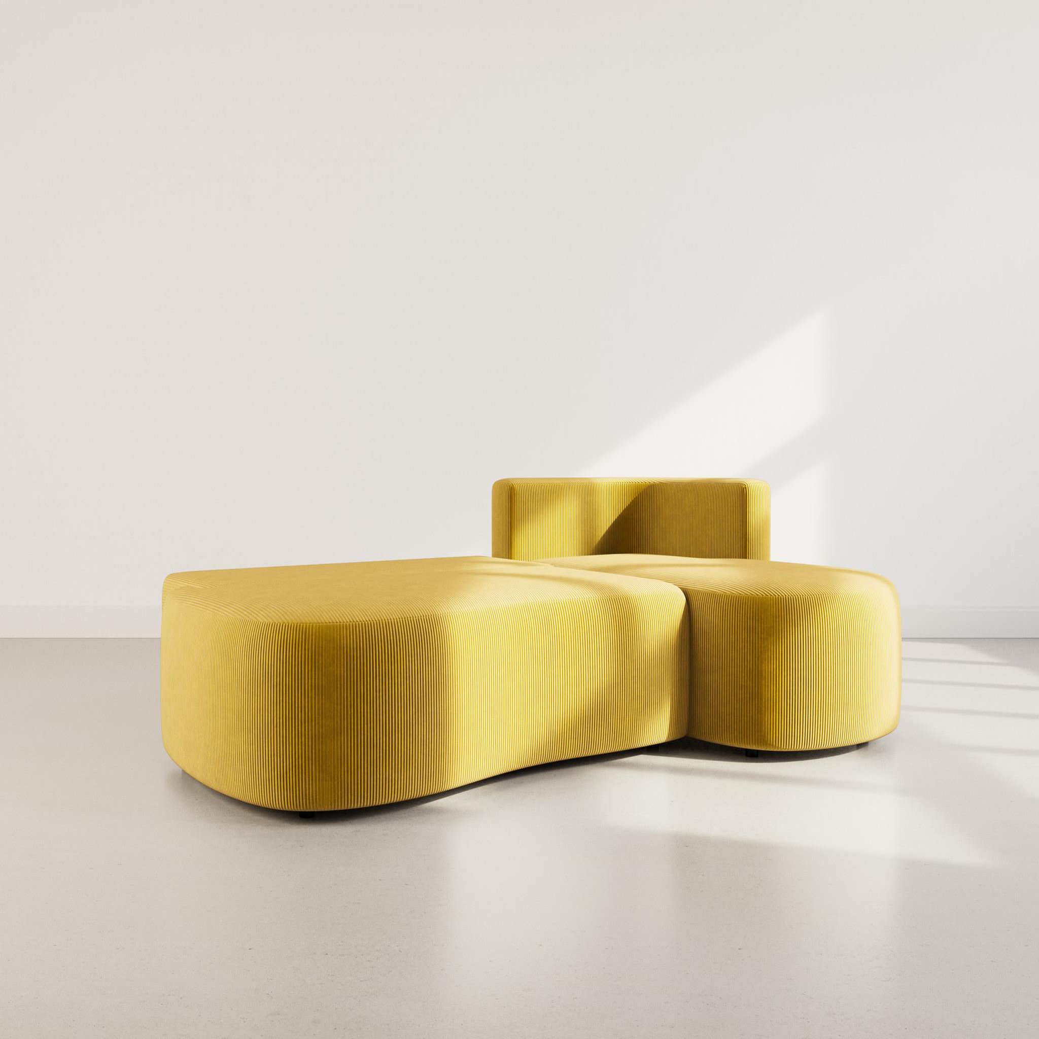 Voir la diapositive 2 : BEST MOBILIER Mahina - canapé d'angle droit 4 places convertible avec coffre en velours côtelé