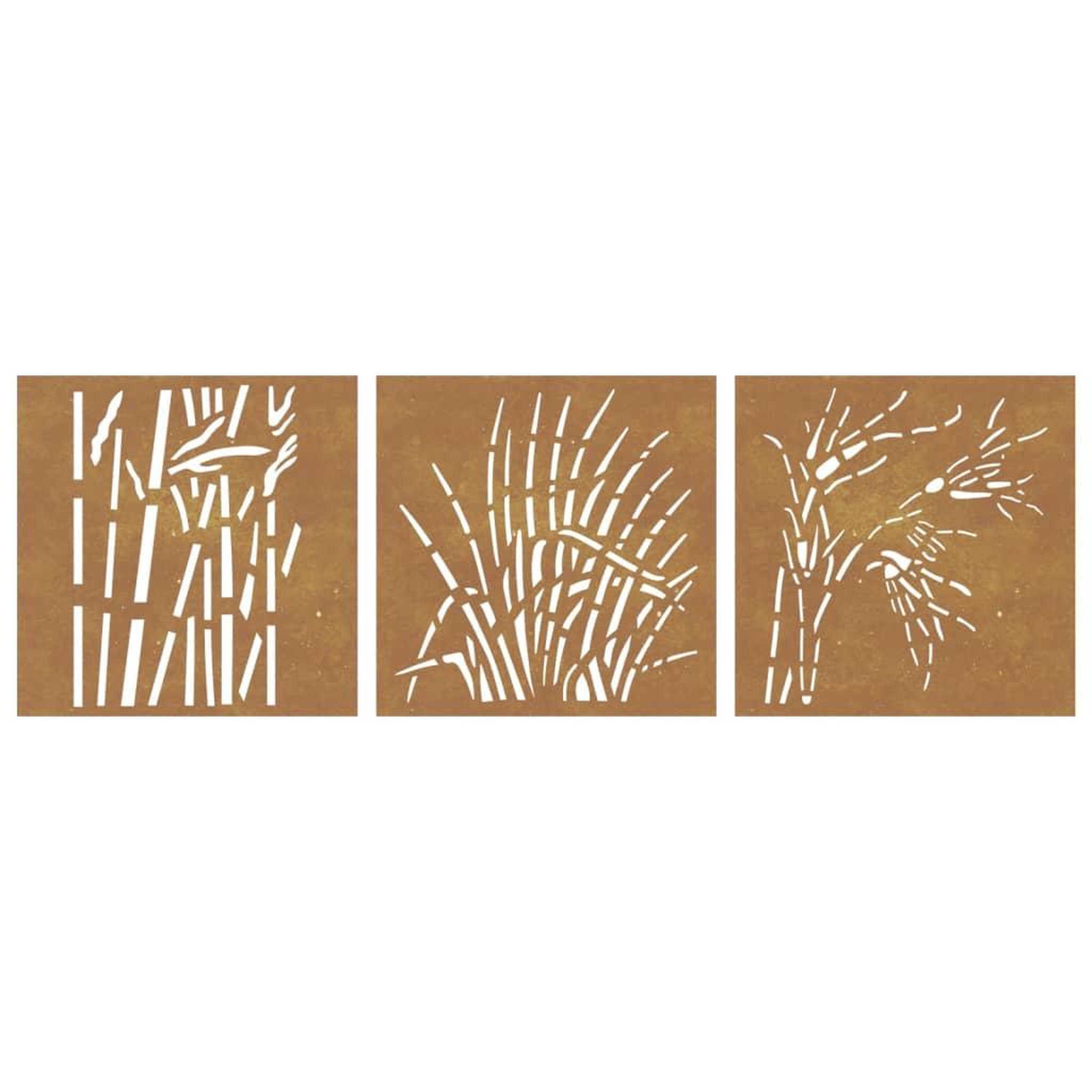Voir la diapositive 4 : VIDAXL Decorations murales jardin 3 pcs 55x55 cm design d'herbe