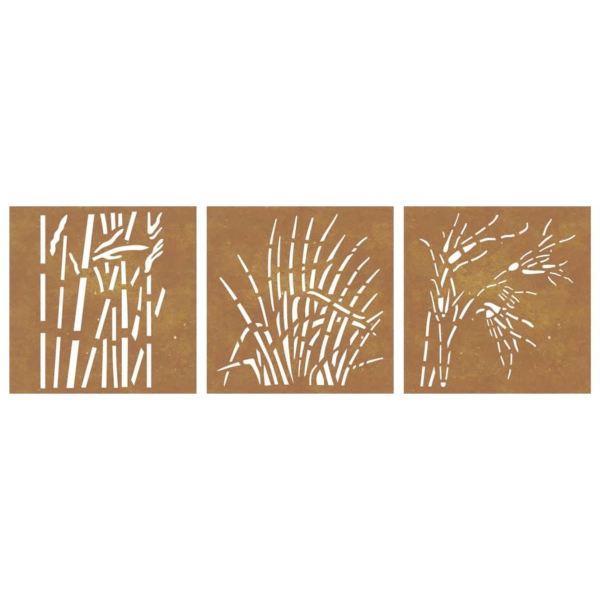 VIDAXL Decorations murales jardin 3 pcs 55x55 cm design d'herbe