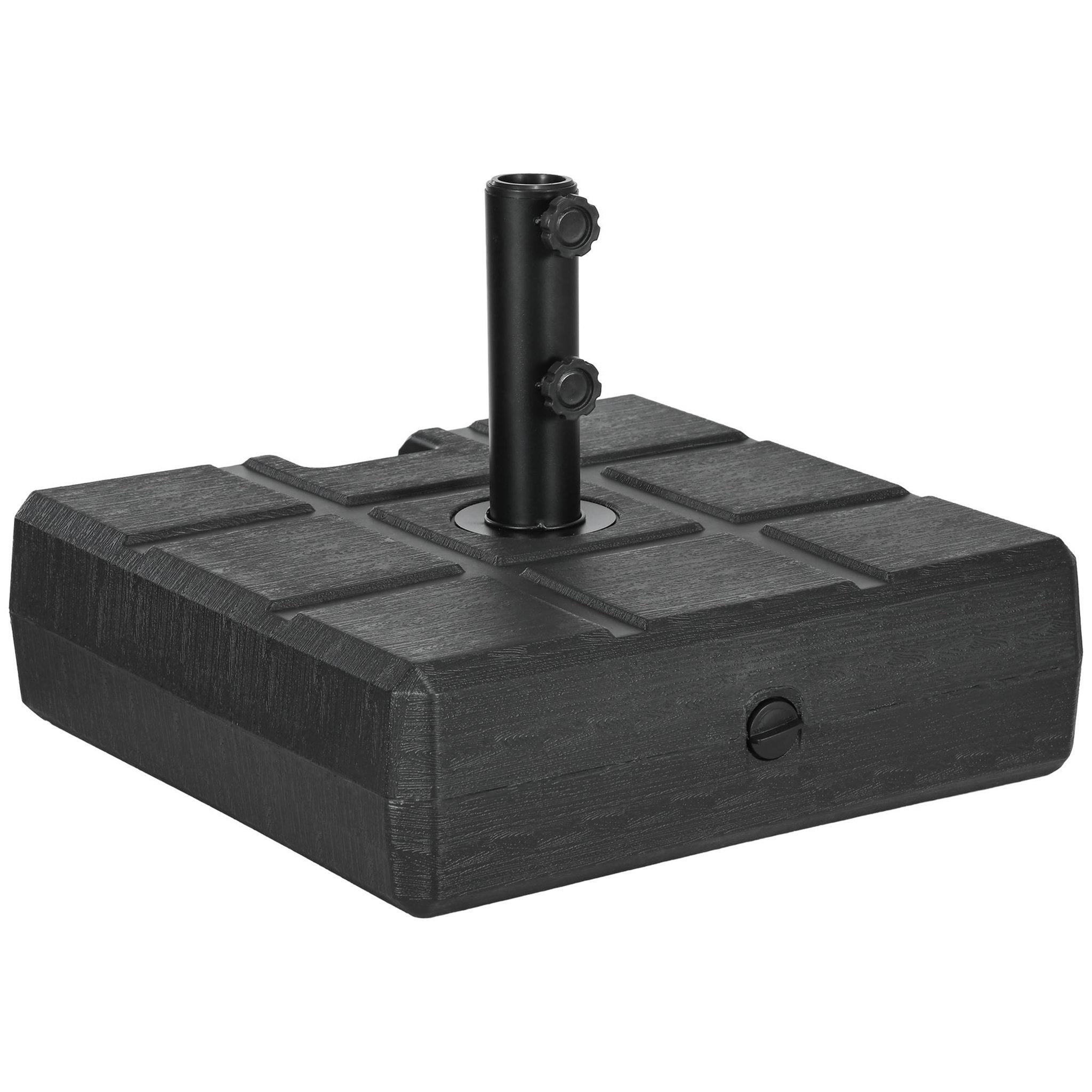 Voir la diapositive 1 : OUTSUNNY Pied de parasol carré base de lestage dim. 49L x 49l x 36,5H cm HDPE aspect bois noir