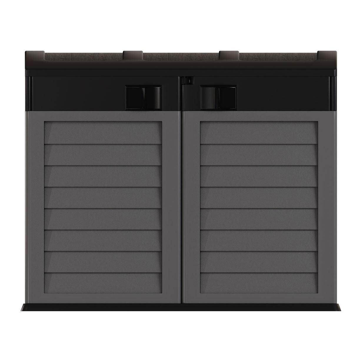 INTEC Cache Poubelles 2 portes Gris - Tri sélectif Extérieur - Abri Poubelle Design pour Terrasse et Jardin 1500L INTEC