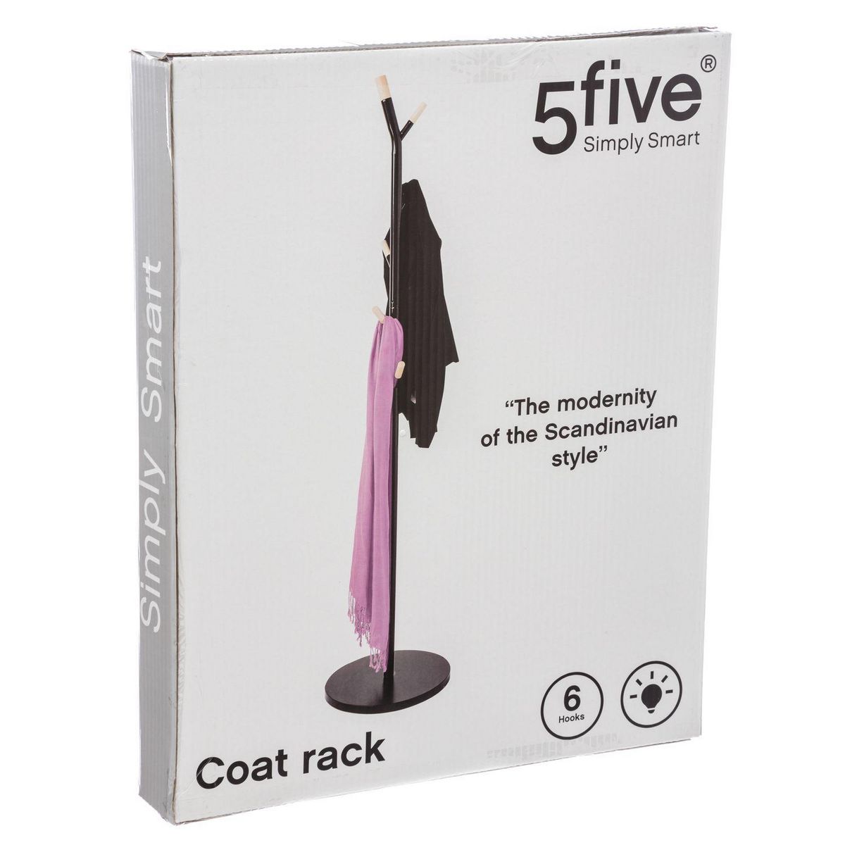 FIVE Porte Manteau en métal et MDF avec 6 tiges