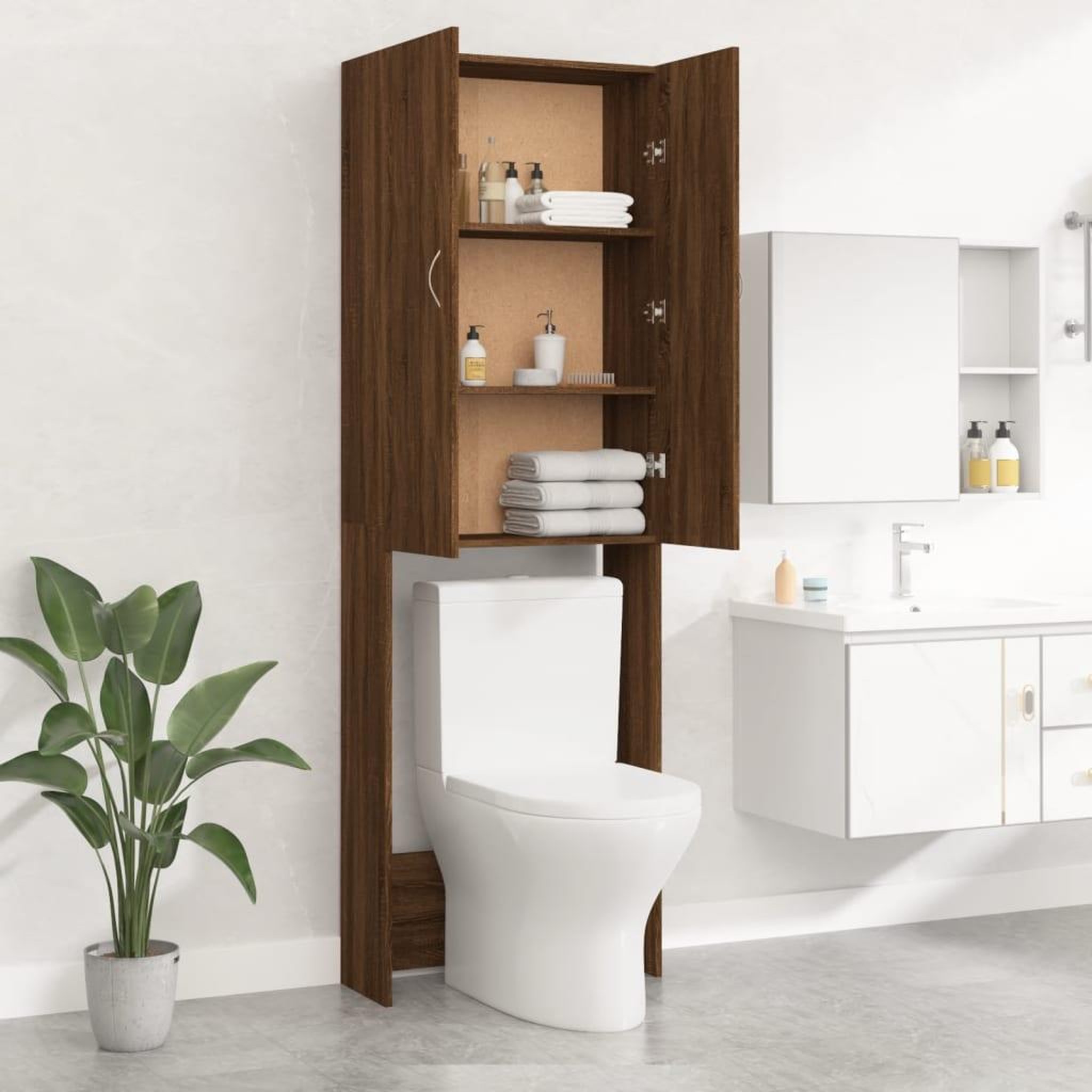 Voir la diapositive 4 : VIDAXL Meuble pour machine a laver Chene marron 64x25,5x190 cm