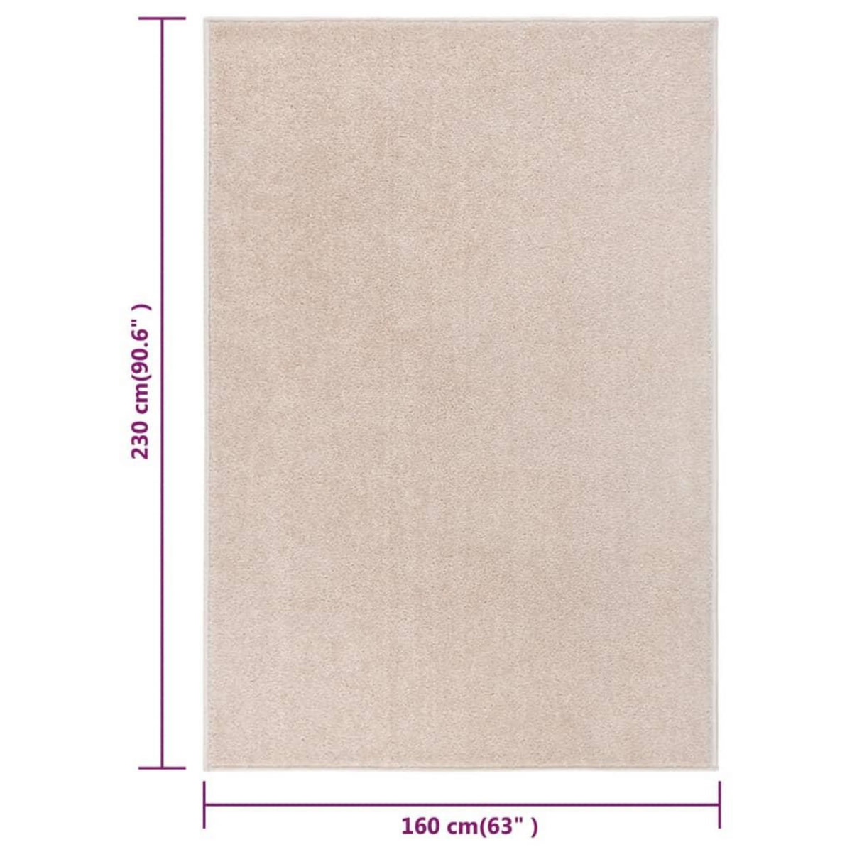 VIDAXL Tapis a poils courts 160x230 cm Beige fonce