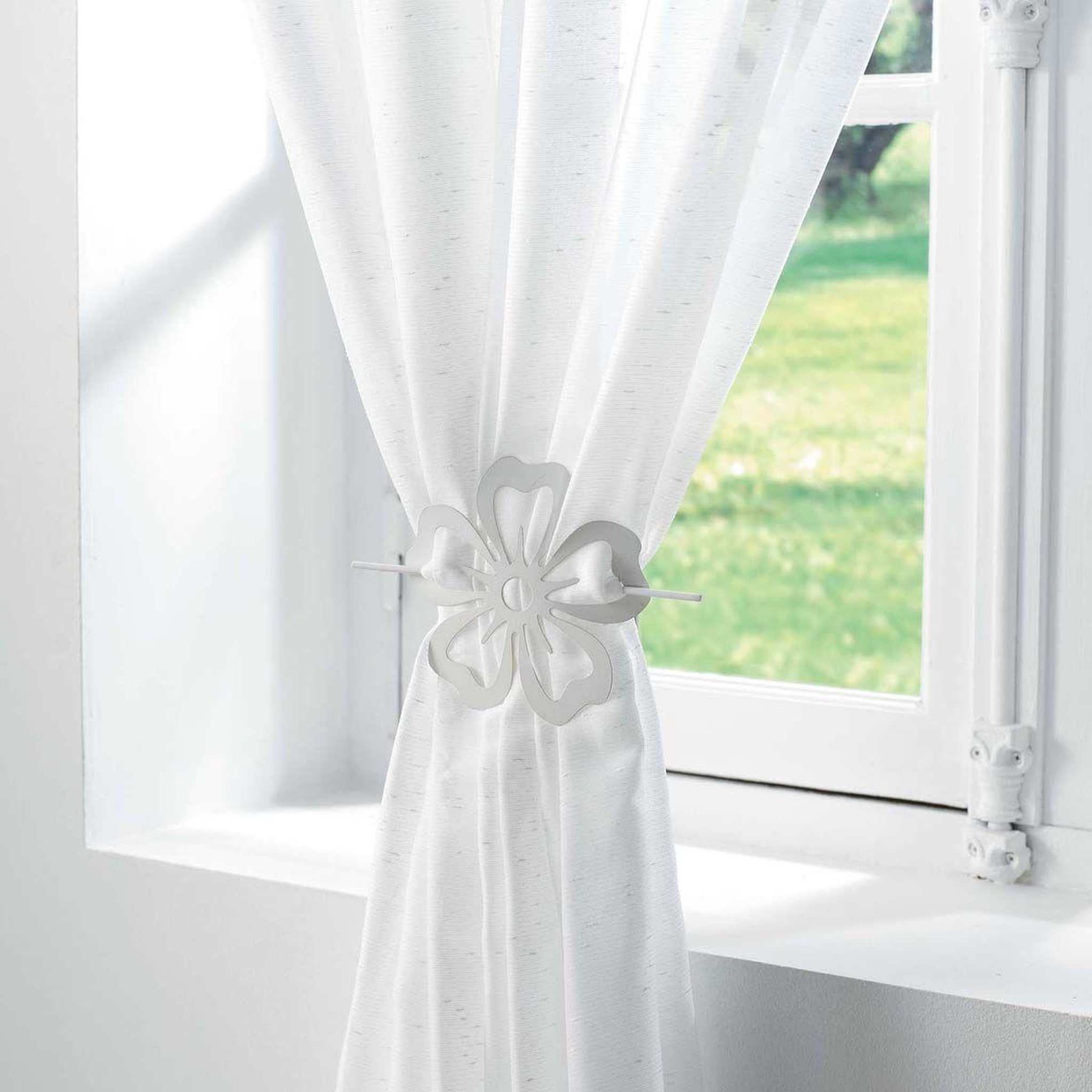 Voir la diapositive 3 : Douceur d'Intérieur Embrasse de rideau broche  pétaly  15cm blanc