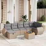 VIDAXL Salon de jardin avec coussins 8pcs melange beige resine tressee