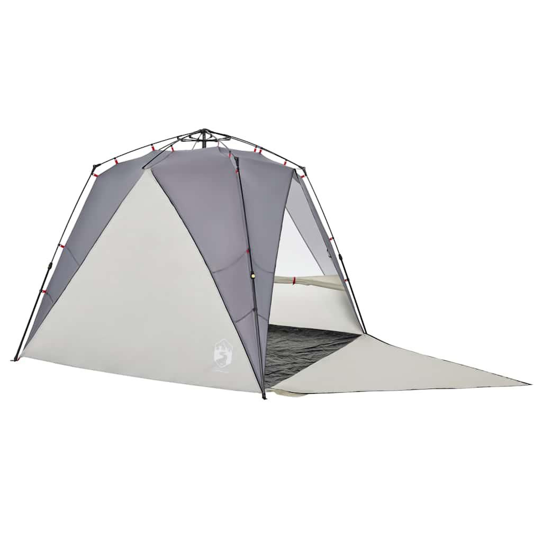 Voir la diapositive 4 : VIDAXL Tente de plage 4 personnes gris liberation rapide impermeable