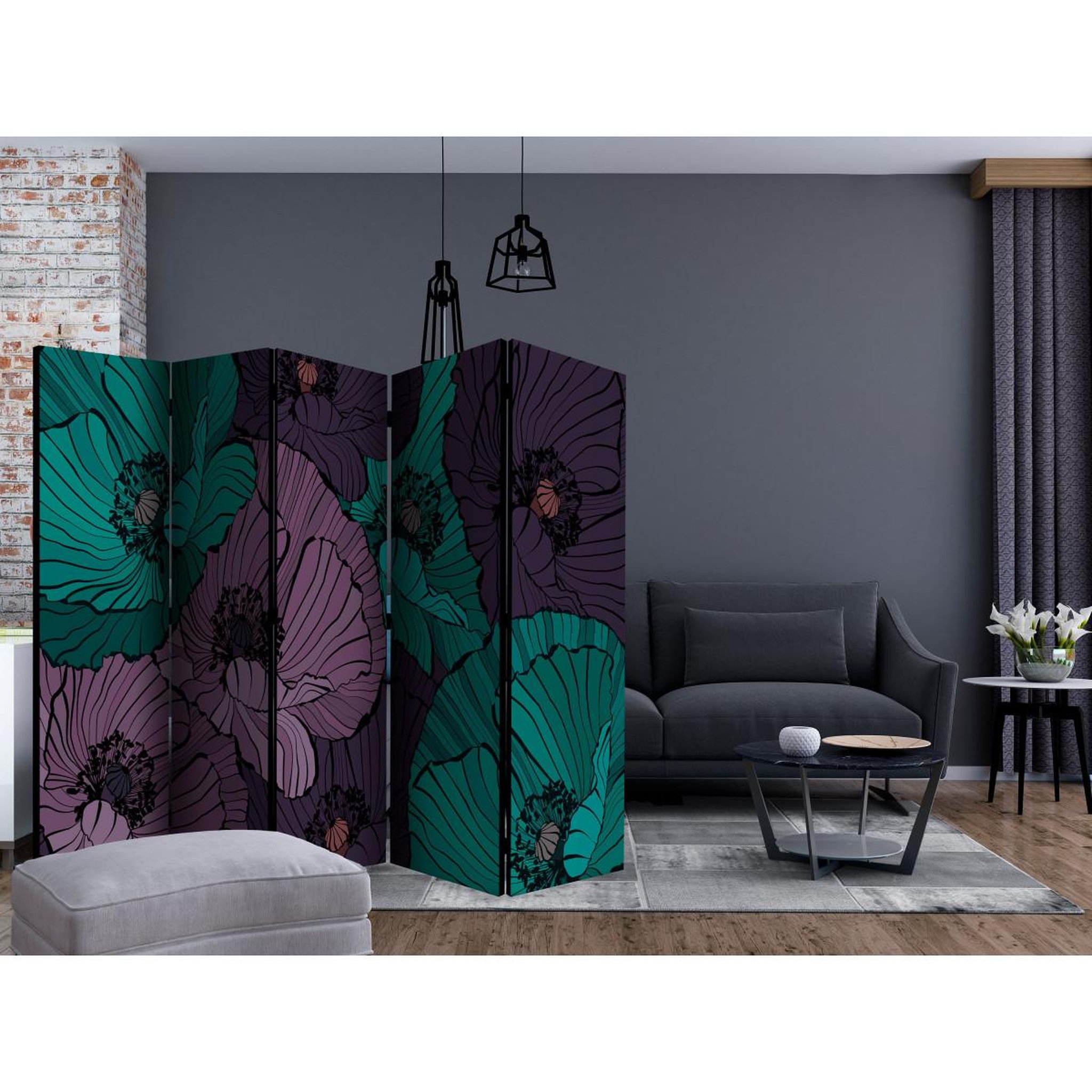 Voir la diapositive 2 : Paris Prix Paravent 5 volets  flowerbed  172x225cm