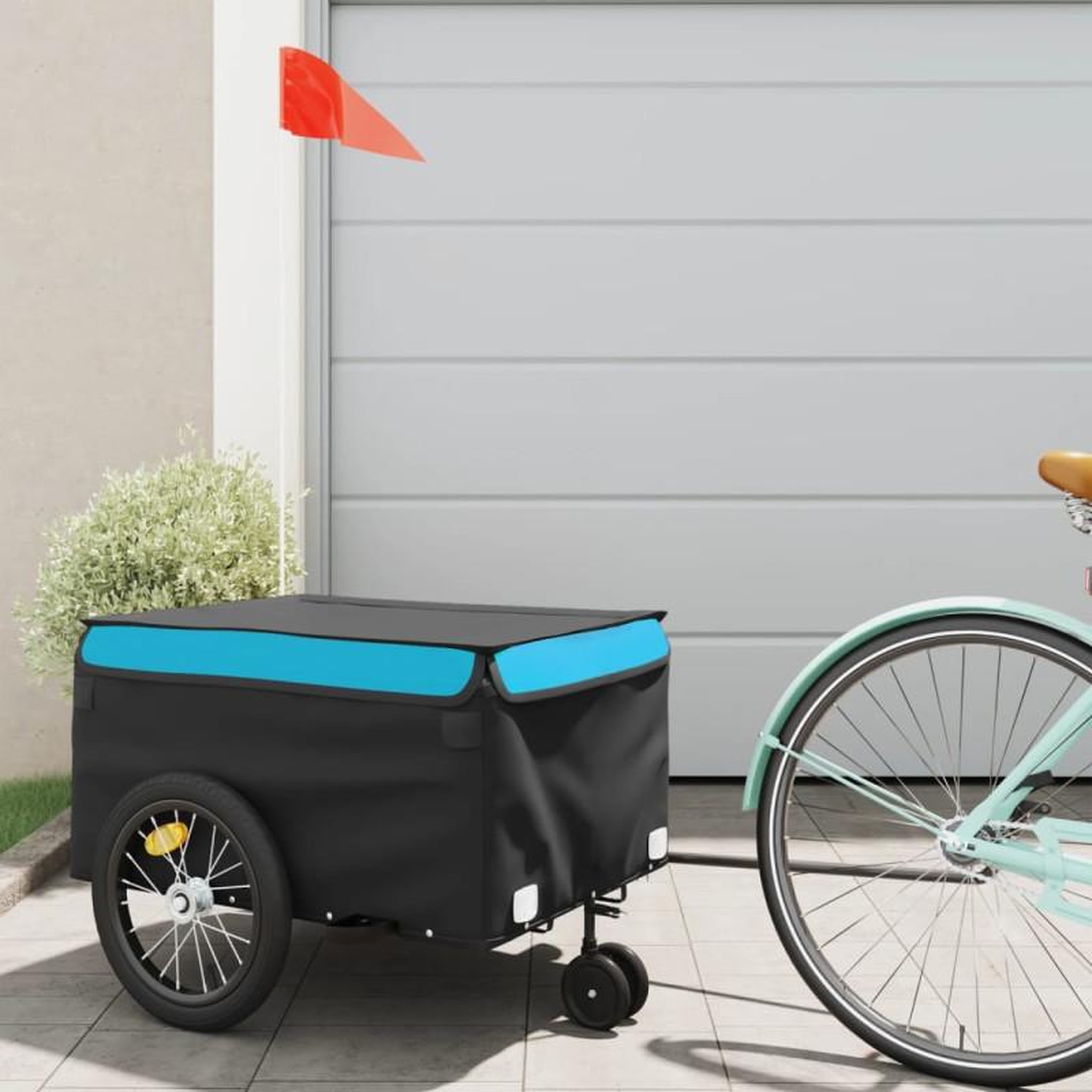 VIDAXL Remorque de vélo noir et bleu 45 kg fer