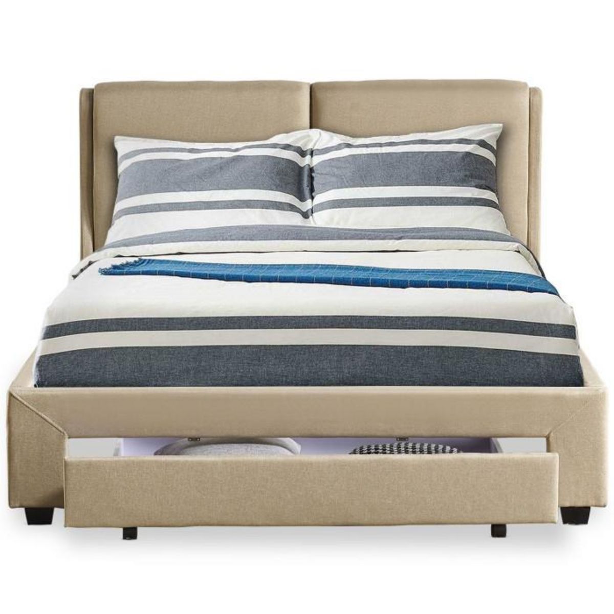 Paris Prix Lit Adulte avec Tiroir  Mariam  140x190cm Beige