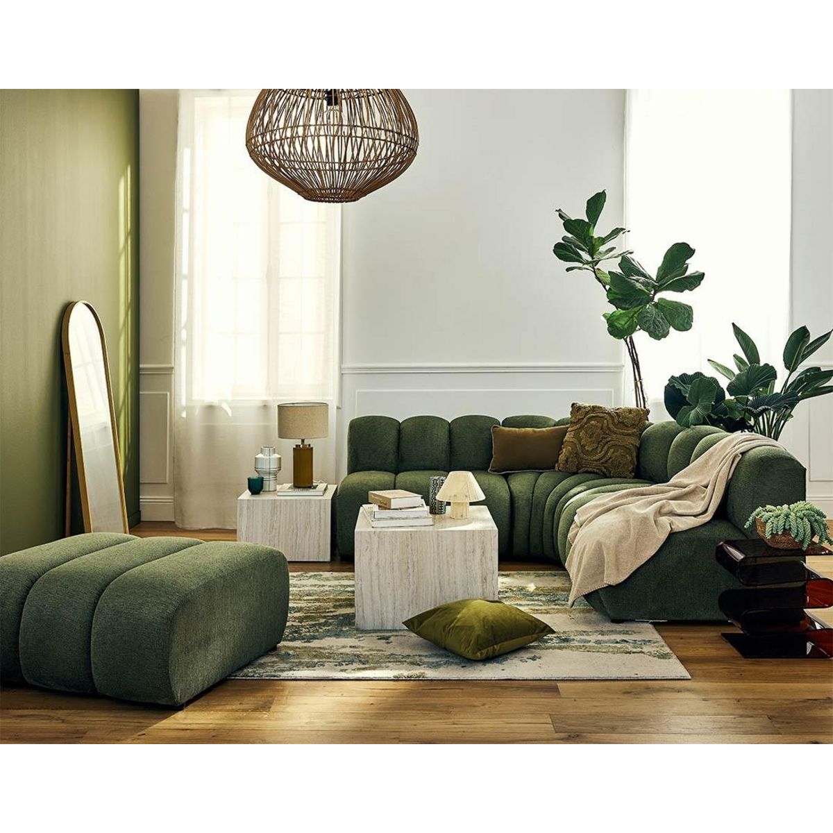 LISA DESIGN Debbie - canapé modulable d'angle réversible 4 places sans accoudoirs en tissu texturé