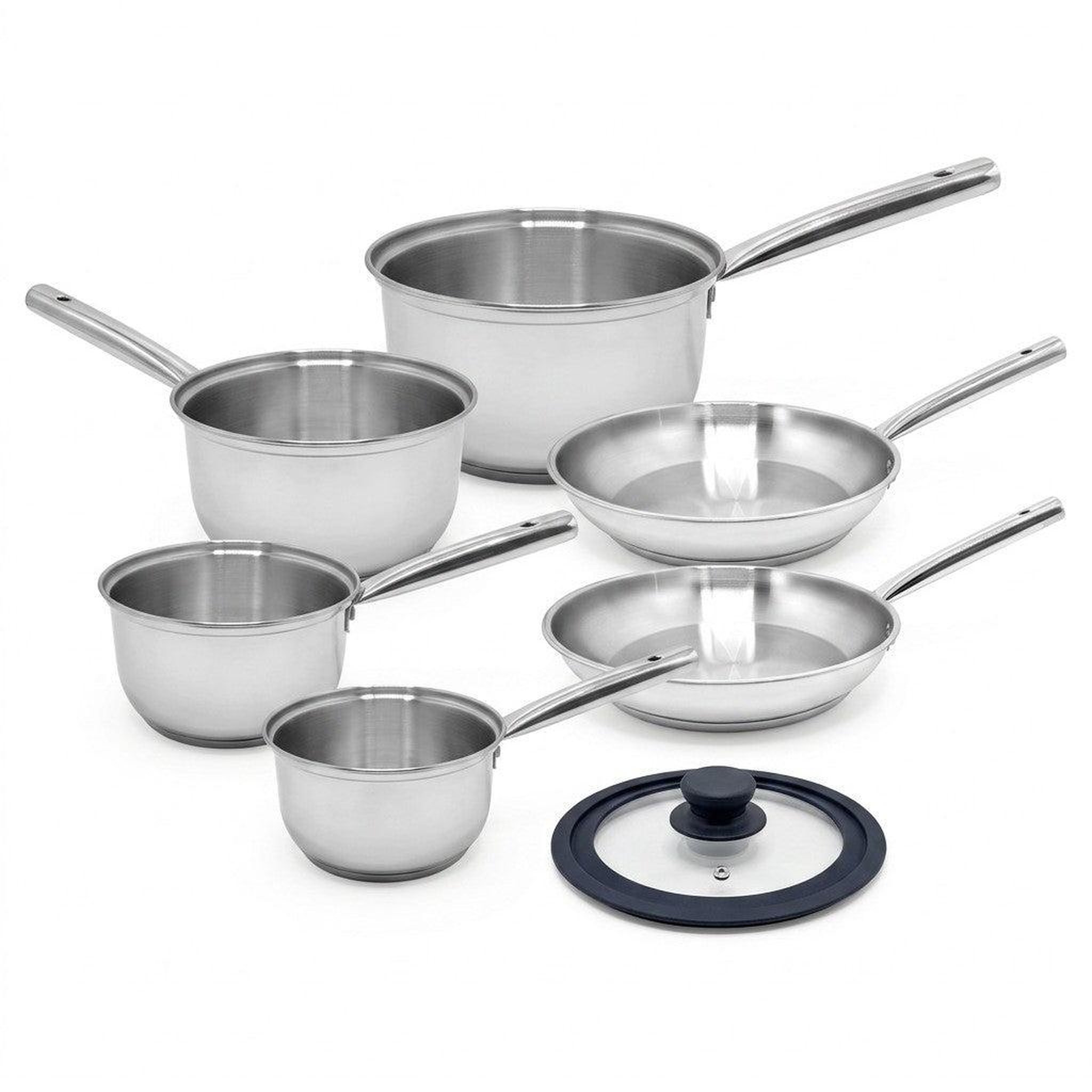 Fackelmann Lot de 4 casseroles 16/18/20/22 cm et poêles en inox 24/28 cm avec couvercle fackelmann rhona