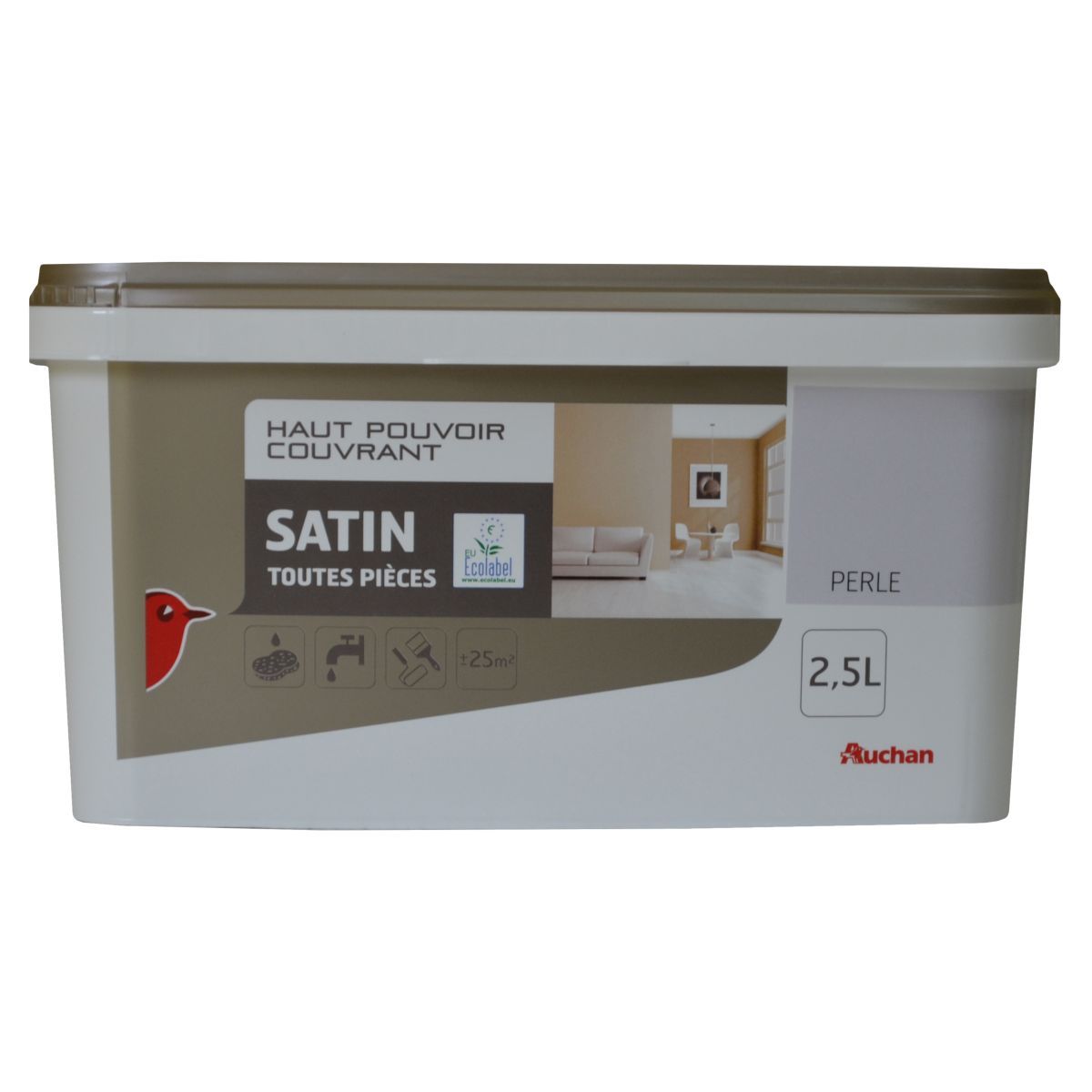 AUCHAN Peinture murale satin couleur perle 