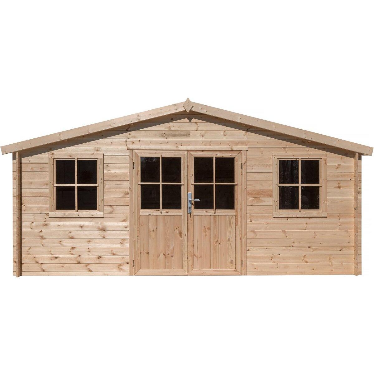 Habitat et Jardin Abri de jardin bois  Alex  - 20.20 m² - 4.80 x 4.00 x 2.39 m - 28 mm