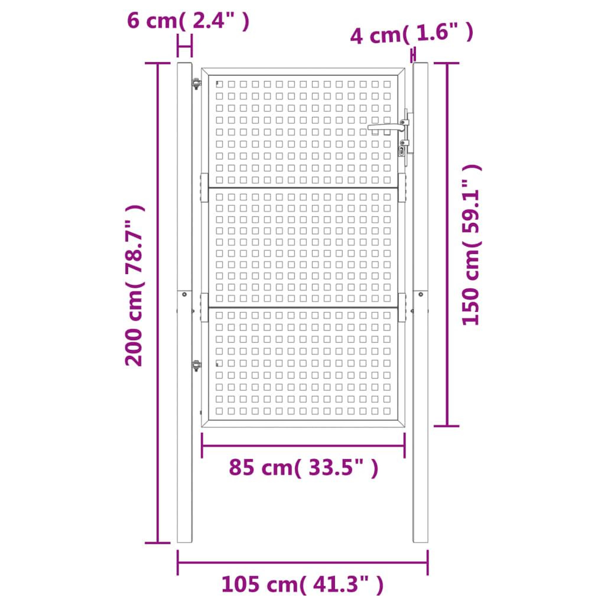 Voir la diapositive 6 : VIDAXL Portail de jardin anthracite 105 x 200 cm acier
