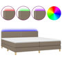 Voir la diapositive 1 : VIDAXL Sommier a lattes de lit et matelas et LED Taupe 200x200cm Tissu