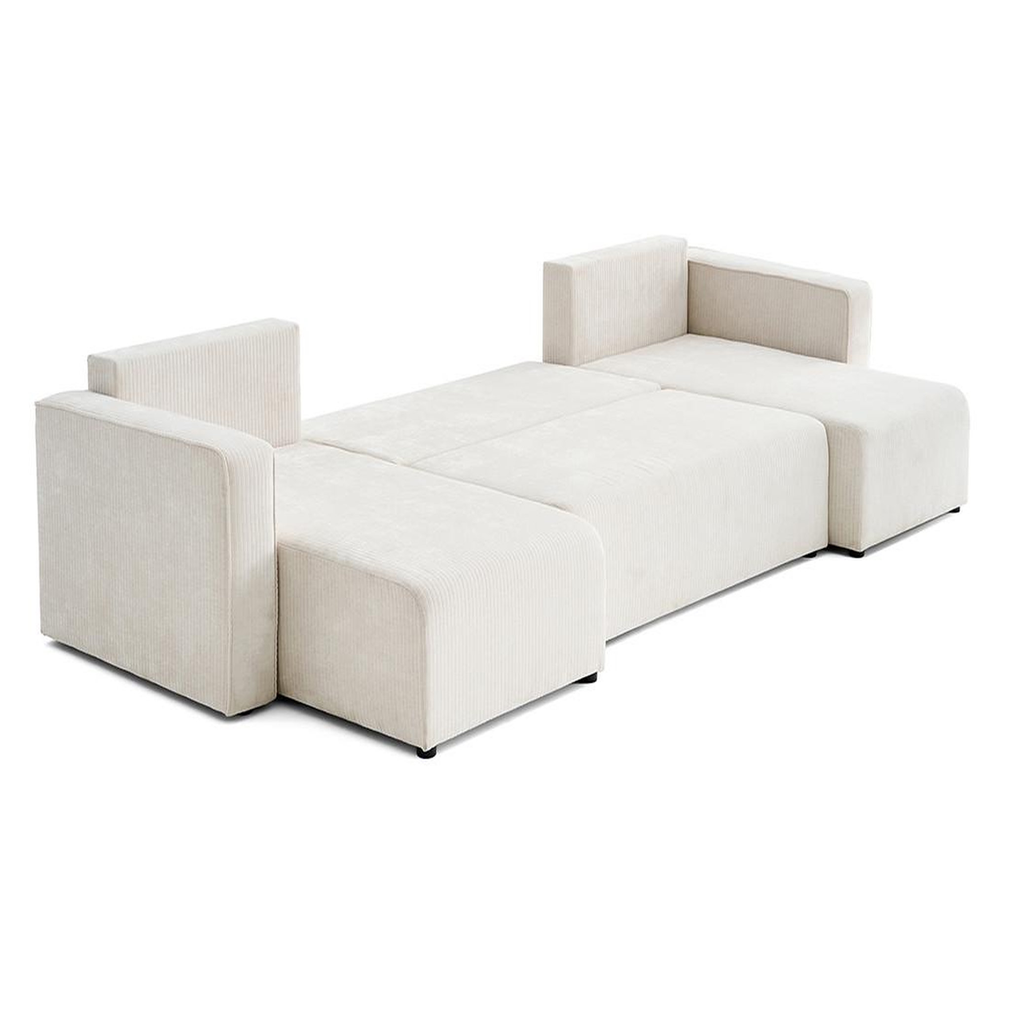 Voir la diapositive 3 : BEST MOBILIER Topaze - canapé panoramique en u - 7 places - convertible avec coffre - en velours côtelé plat