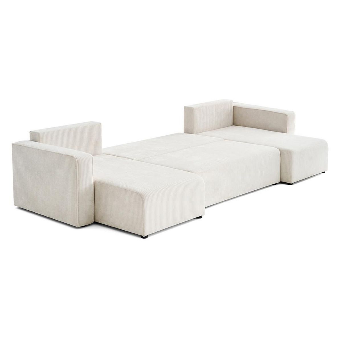 BEST MOBILIER Topaze - canapé panoramique en u - 7 places - convertible avec coffre - en velours côtelé plat