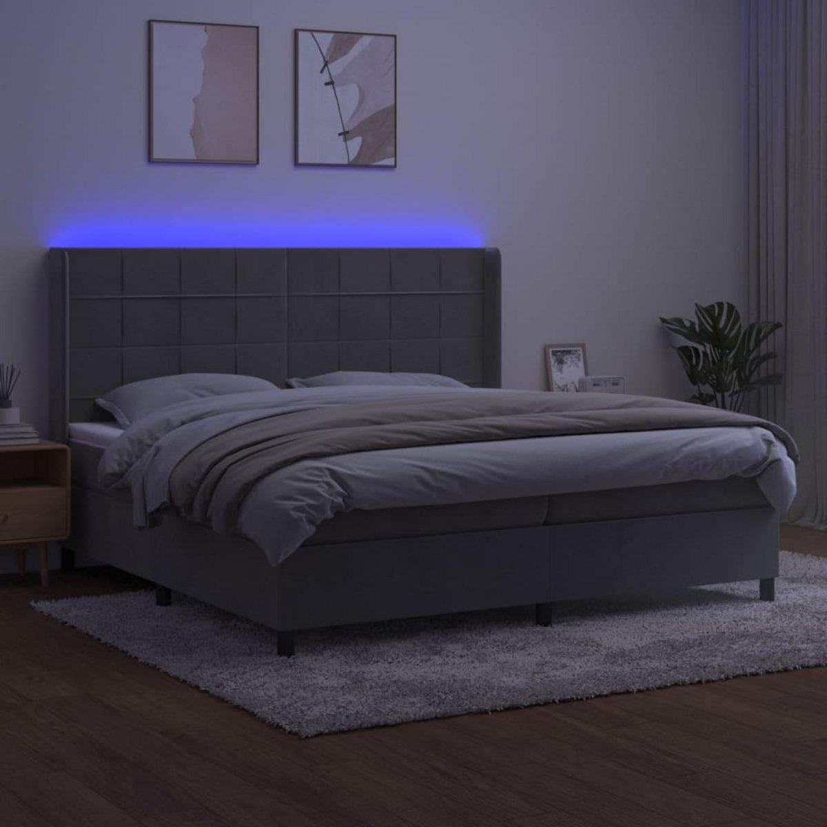 VIDAXL Sommier a lattes de lit matelas et LED Gris clair 200x200 cm