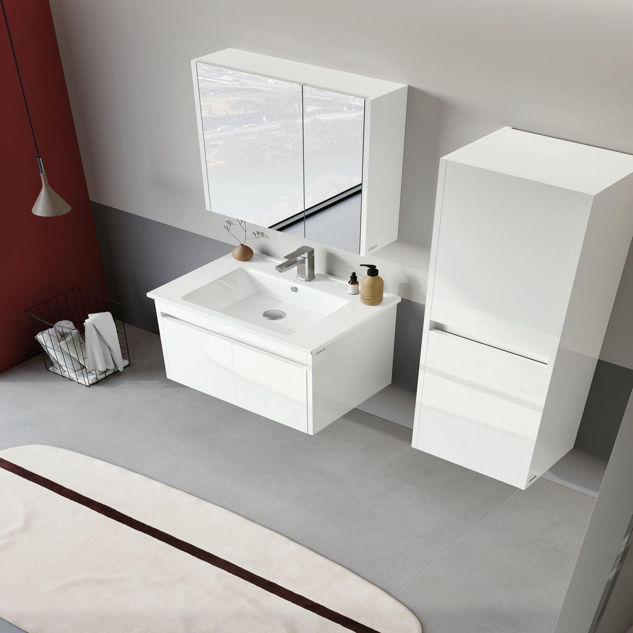 Voir la diapositive 4 : Habitat et Jardin Armoire de Salle de Bain  Arno 40  - 40 x 27 x 138 cm - White