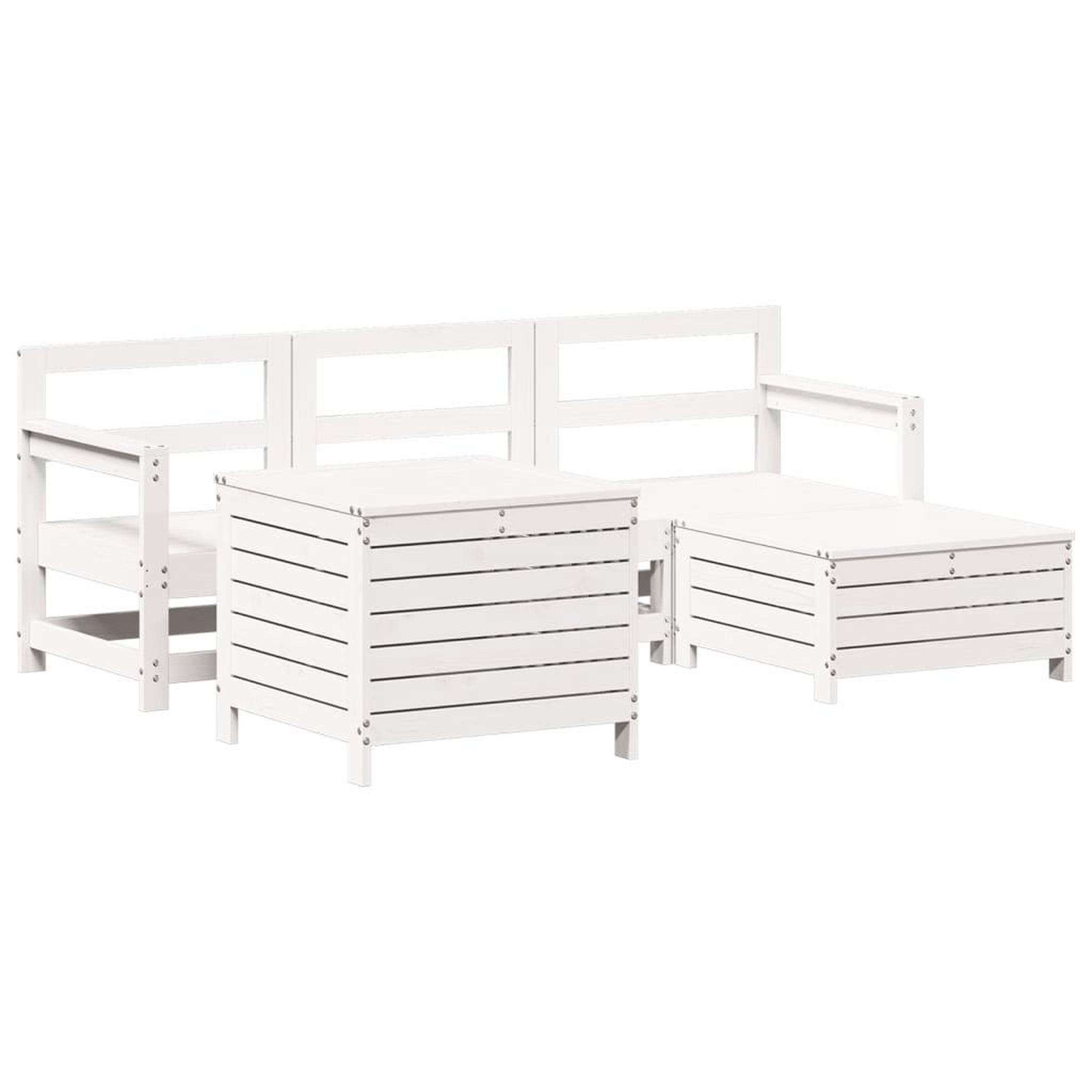 Voir la diapositive 2 : VIDAXL Salon de jardin 5 pcs blanc bois massif de pin