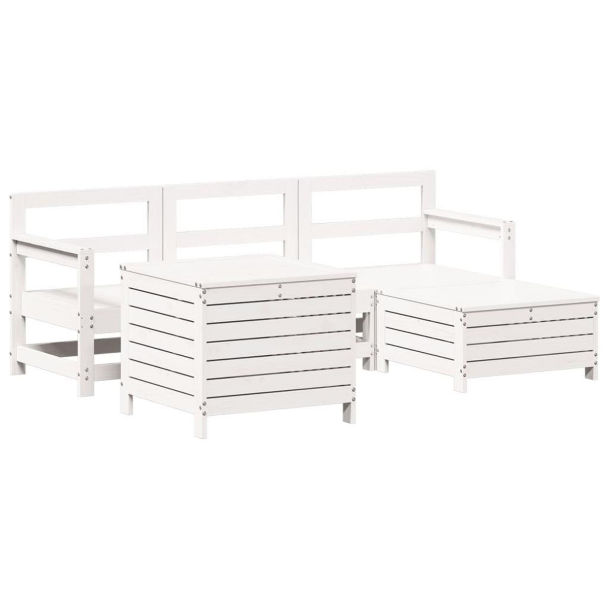 VIDAXL Salon de jardin 5 pcs blanc bois massif de pin