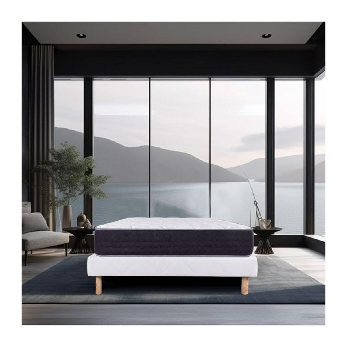 LUXURY LITERIE LUXURY LITERIE - Ensemble matelas + sommier - SERENITE - 140 x 190 cm - Tapissier - Ferme - Face été/hiver