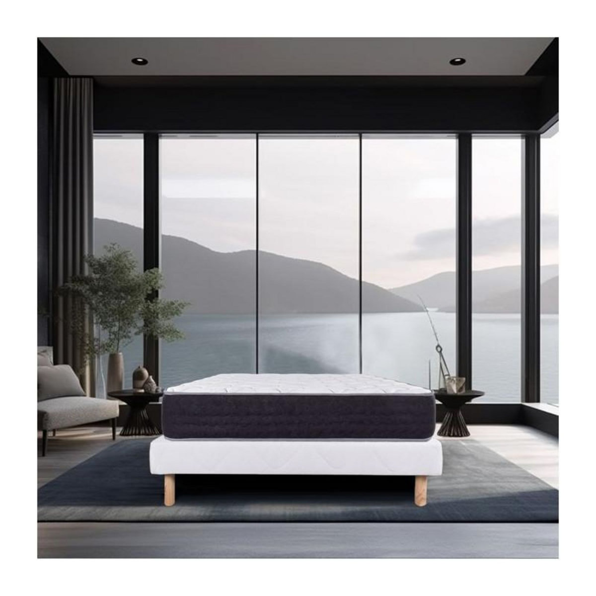LUXURY LITERIE LUXURY LITERIE - Ensemble matelas + sommier - SERENITE - 140 x 190 cm - Tapissier - Ferme - Face été/hiver