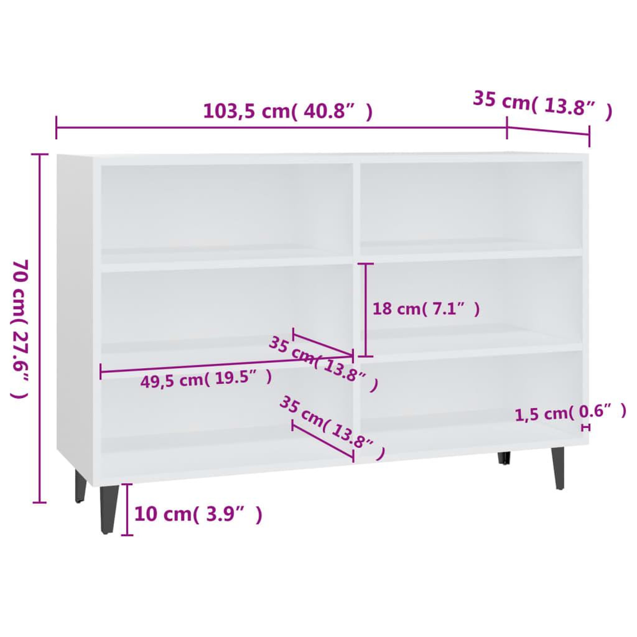 Voir la diapositive 6 : VIDAXL Buffet blanc 103,5x35x70 cm bois d'ingenierie