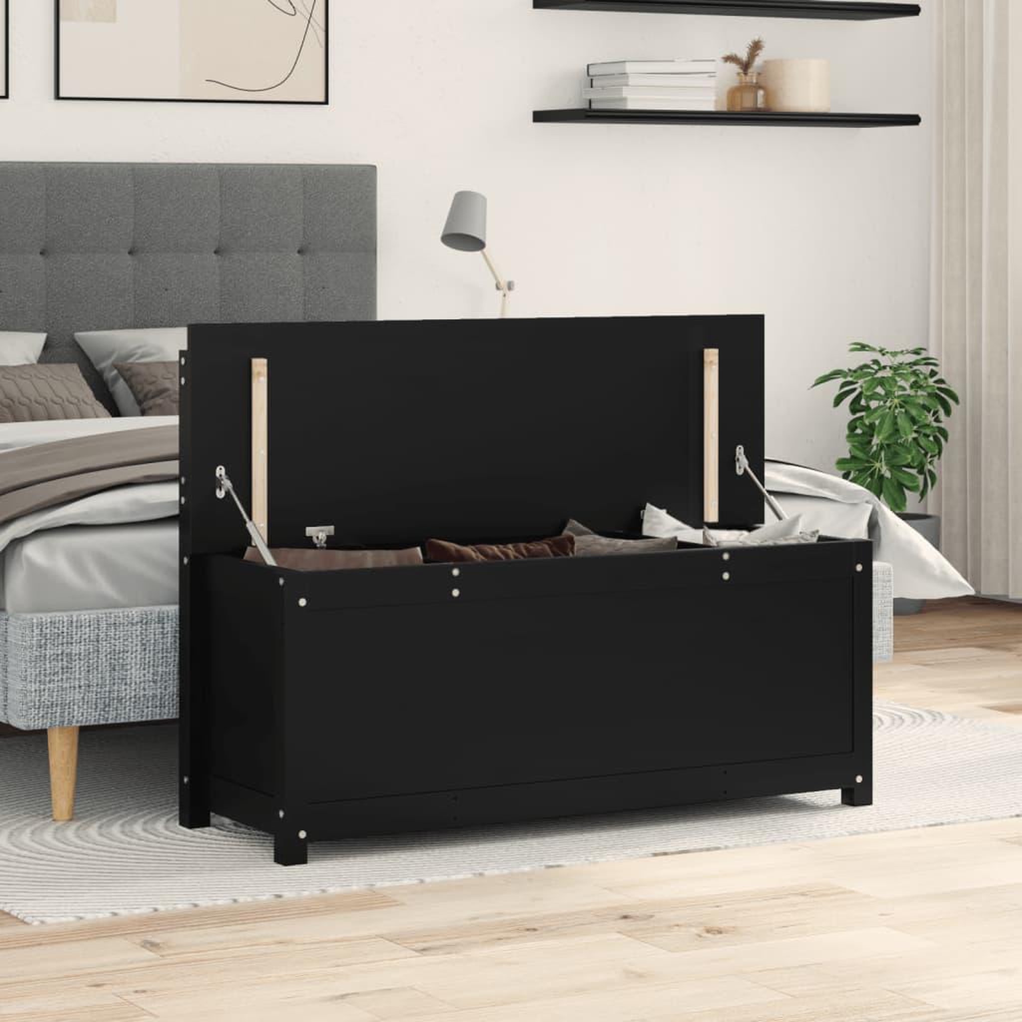 Voir la diapositive 4 : VIDAXL Banc Noir 110x41x76,5 cm Bois de pin massif