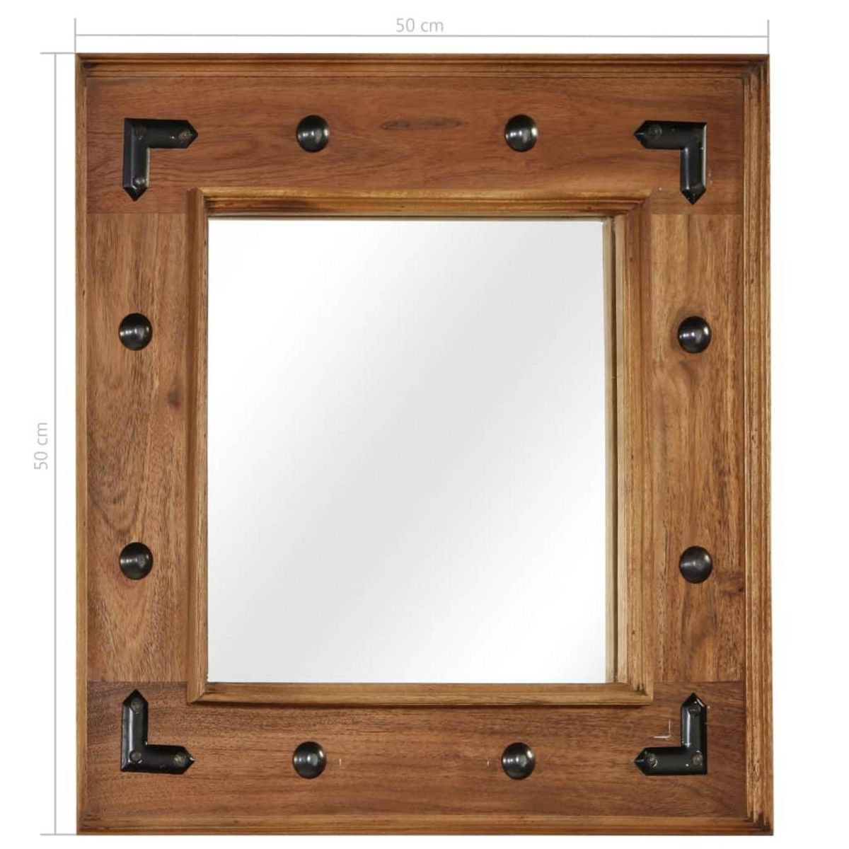 VIDAXL Miroir Bois d'acacia massif 50 x 50 cm